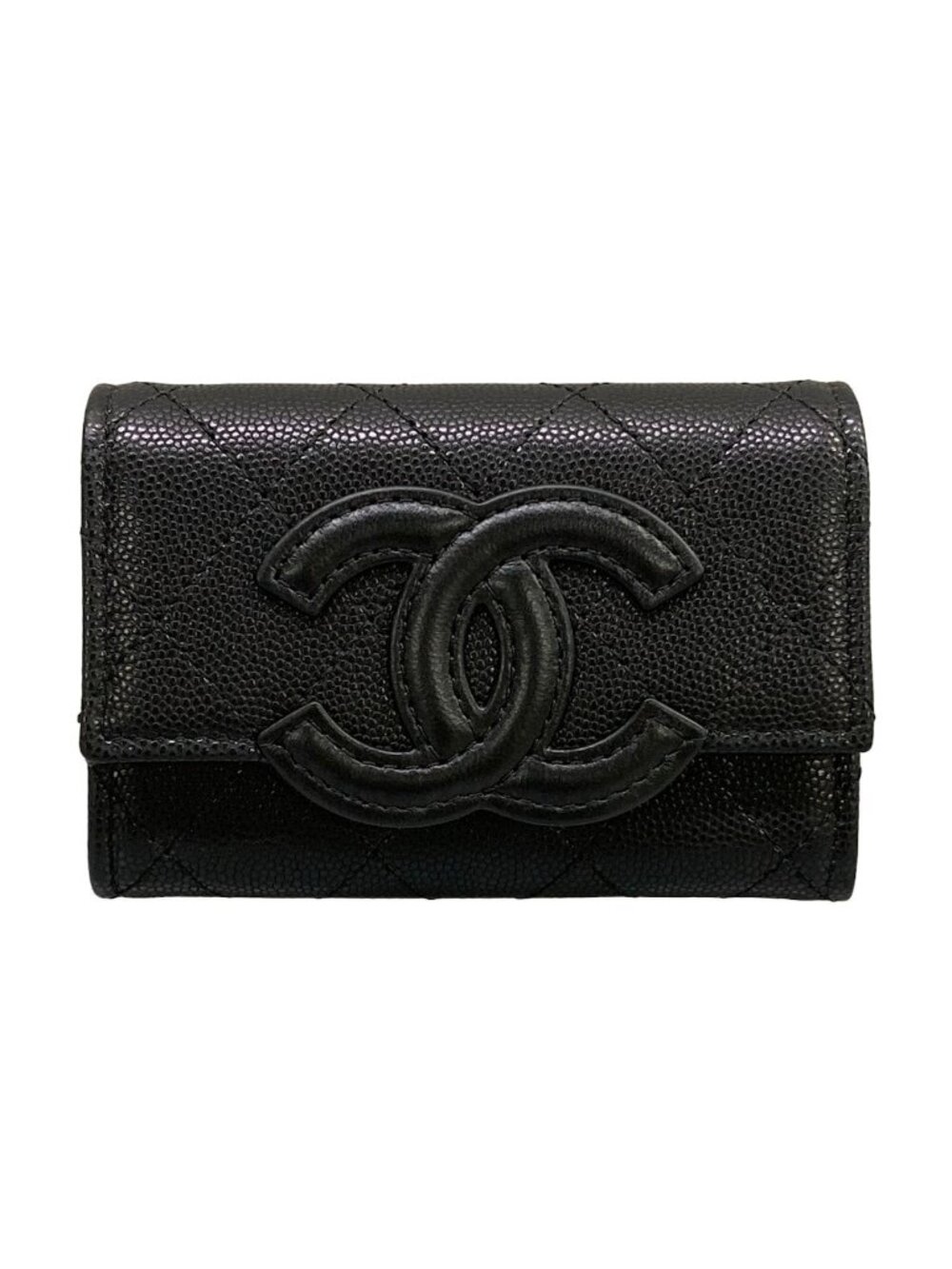Chanel Card Case Quilted Black Lambskin